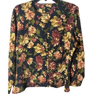 St Michael Floral Button-Up Blouse Size 12